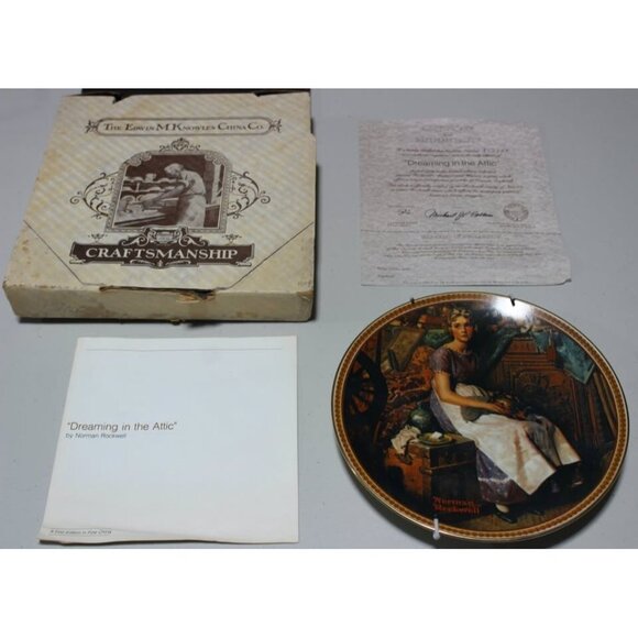 Collectible Knowles Plate "Dreaming in the Attic" Norman Rockwell, 1981 - Picture 2 of 8